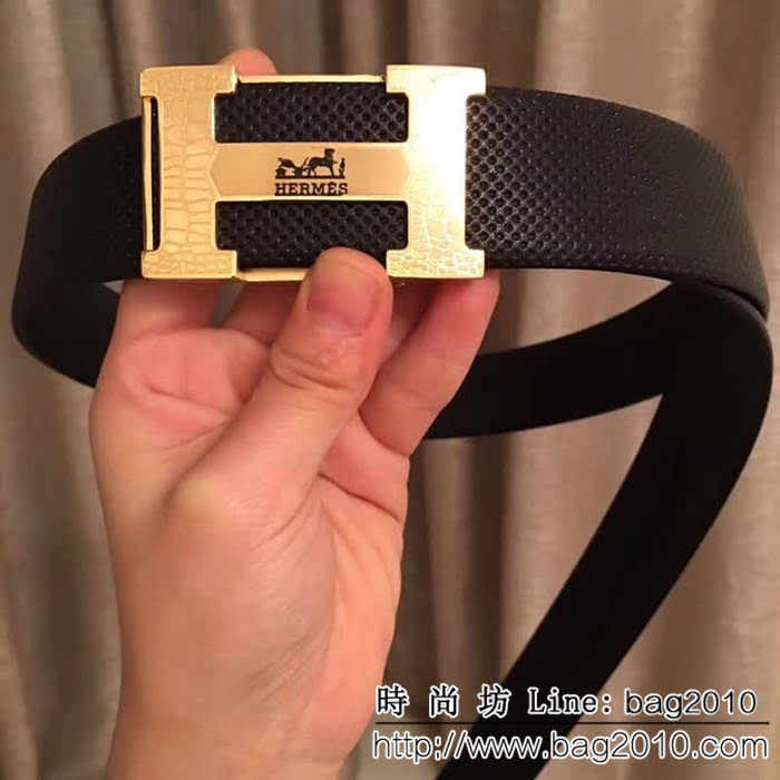愛馬仕HERMES 雙面頭層牛皮 全新工藝無縫男士皮帶高端男士皮帶 HHG1141